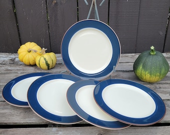 yamatake china　23㎝プレート10枚、19.5㎝10枚　濃ブルー Chateau Cobalt Blue YAMAKA Stoneware Dinner Salad Plate Bowl