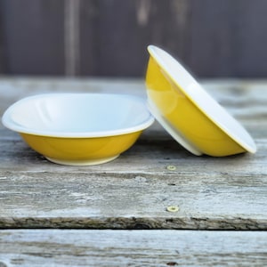 Vintage Syracuse porseleinen soepkommen, set van 2, restaurantgerei, vet geel en wit, unieke vierkante vorm, vervangende borden, gemaakt in de VS