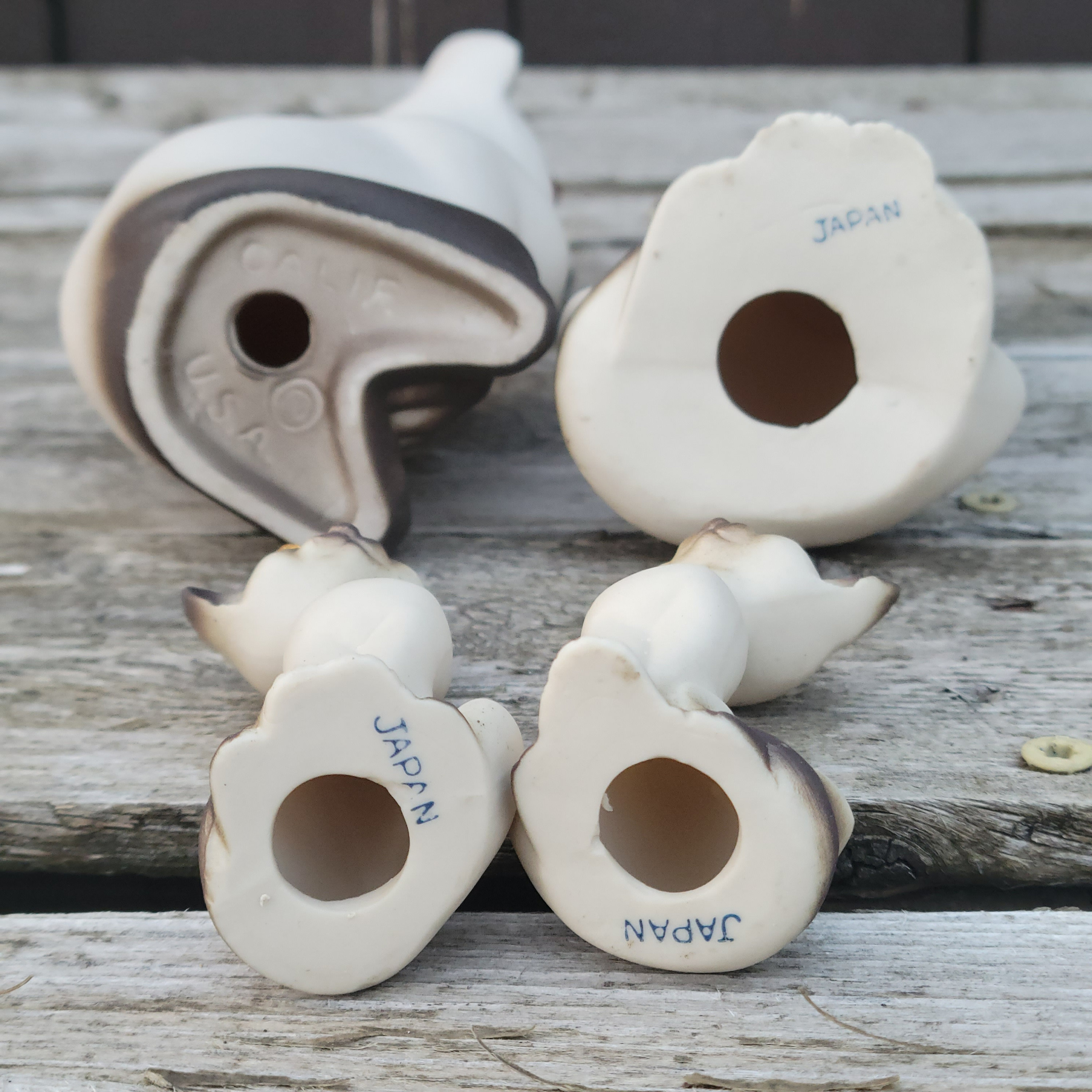 Vintage Siamese Cat Figurines: Roselane Pottery, Rhinestone Eyes