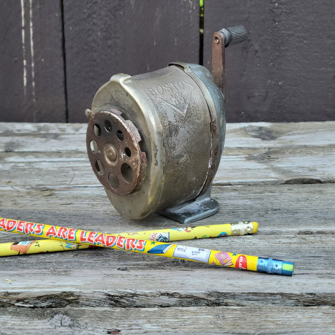 Vintage Boston KS Pencil Sharpener, All Metal Tabletop Screw Mount, 8