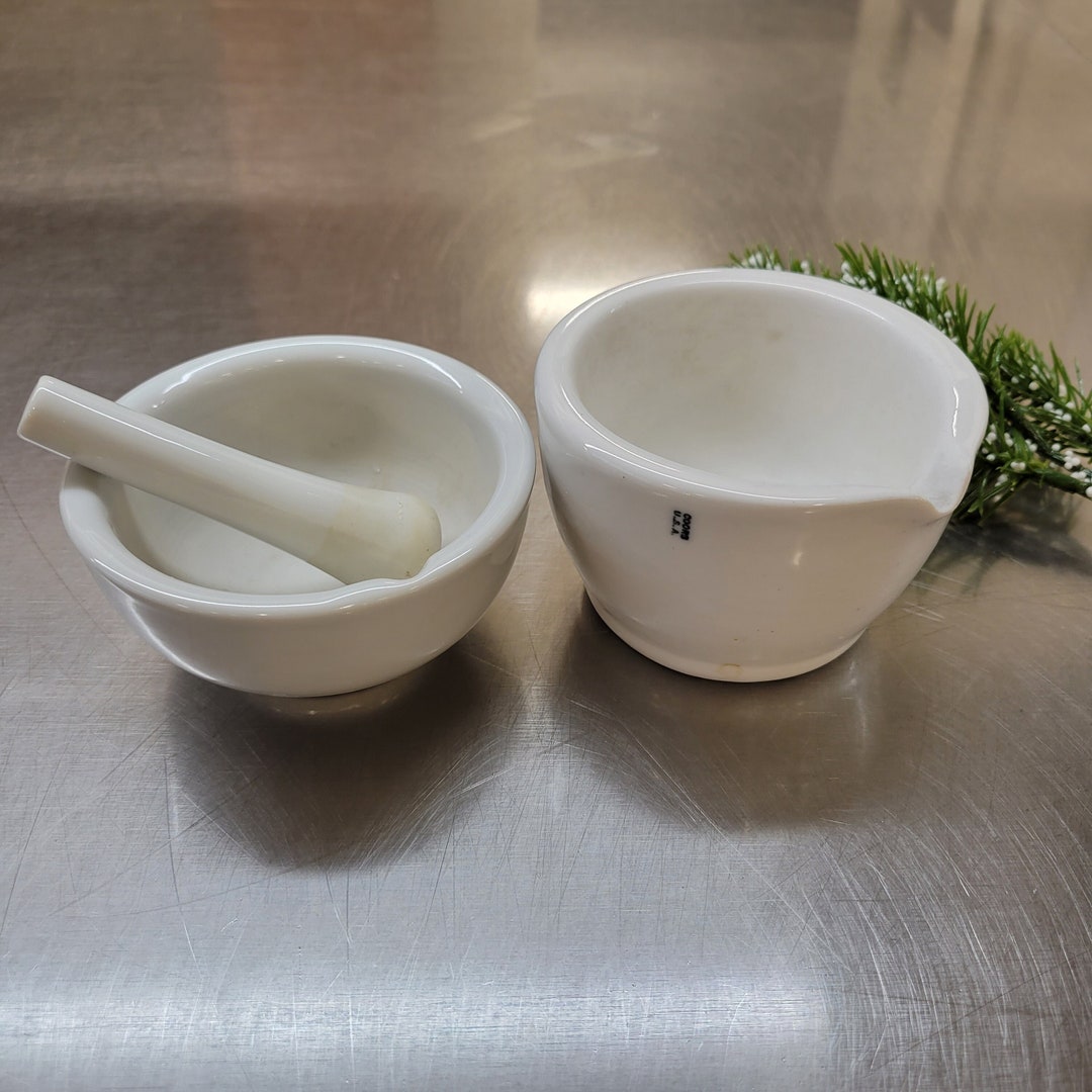 Vintage Set of 2 Mortars and Pestle, 1 Coors Porcelain Co Mortar Made