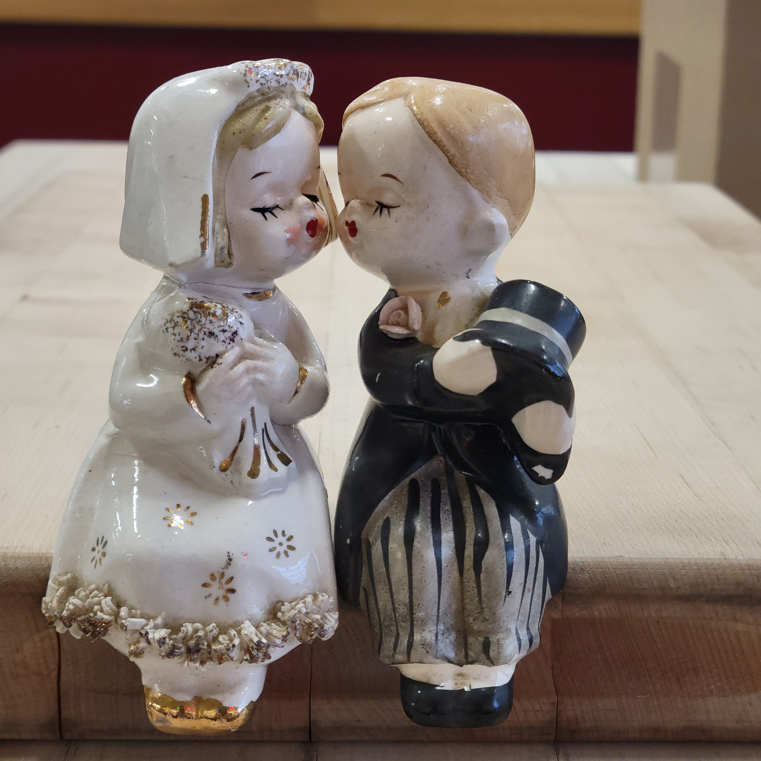 Vintage Ceramic Bride and Groom Salt and Pepper Shakers 1940s Etsy