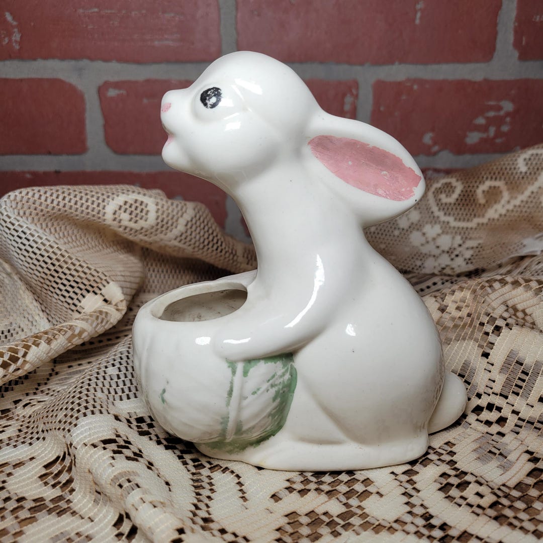 Vintage Ceramic Rabbit Planter, Easter Bunny Decor, Made in USA - Etsy
