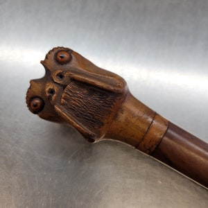 Antique Wood Carved Bulldog Letter Opener, Boxer/English Bulldog Victorian Desktop Decor, Handcarved, Late 1800s- early 1900s, Collectible