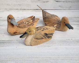 Vintage handgesneden pijlstaartlokvogels: rustieke Americana-volkskunst, set van 3