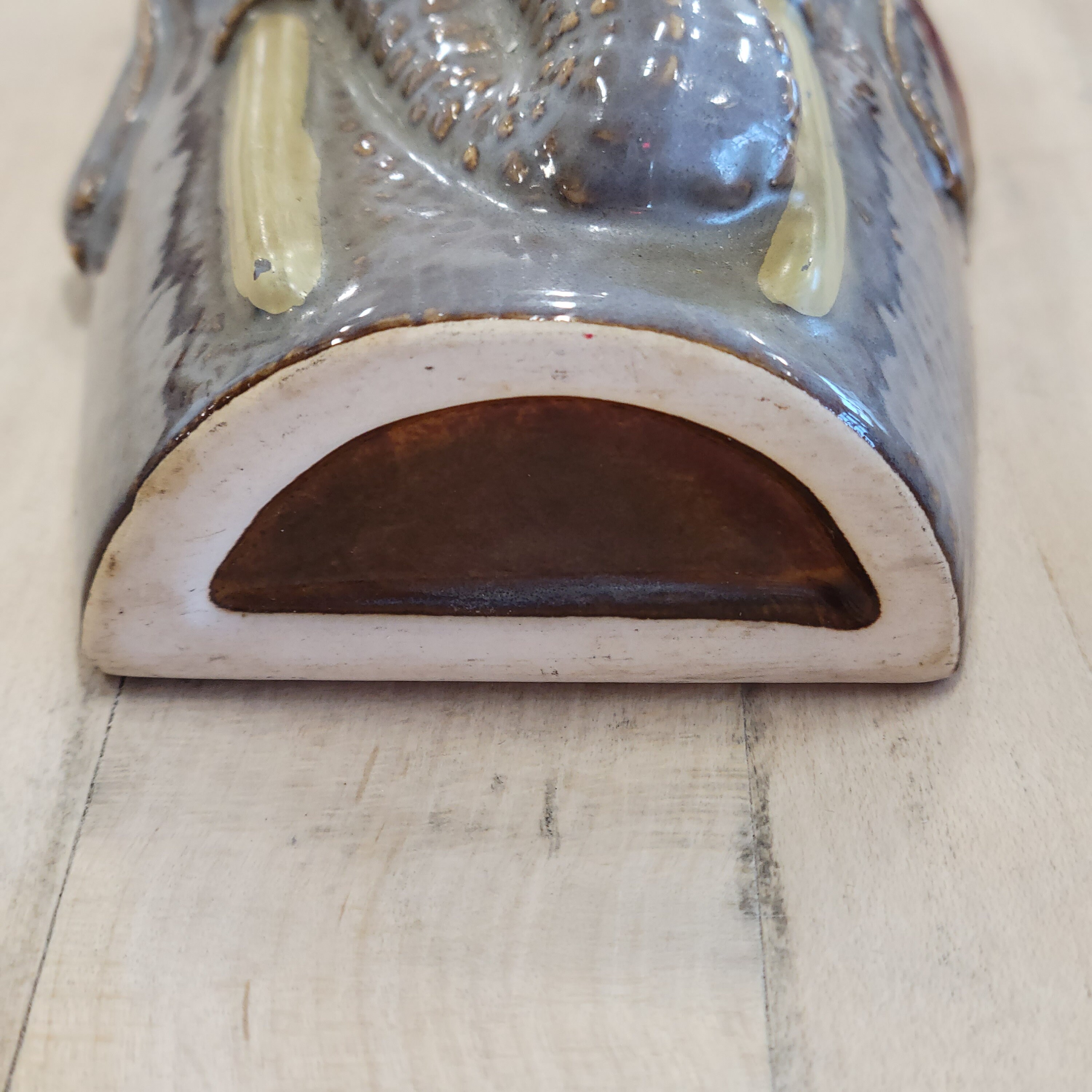 Vintage Ceramic Elephant Head Wall Pocket Gray With Ivory Etsy