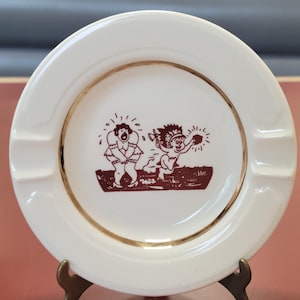 Vintage Naughty Ceramic Ashtray, Suggestive adult humor on a Novelty/Gag Gift, Midcentury Risqué Cartoon Dish, Collectible Tobacciana, Joke