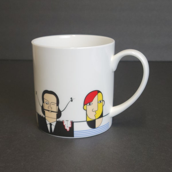 Great Modern Artists Mug by Andy Tuohy, Fine Bone China, Portraits of Hockney, Warhol, Dali, Mondrian and Picasso, Made in Netherlands, Gift