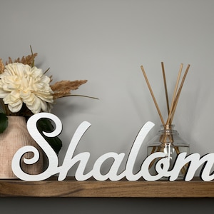 Shalom Wood Sign: Freestanding Shelf Decor