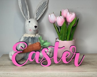 Easter Freestanding wood sign, Easter decor, shelf decor, desk decor, entryway decor, 3d sign, 5 sizes available