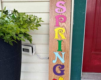 Hello SPRING front porch sign, Spring decoration, 36" tall by 7.25" wide