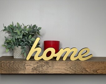Freestanding Wooden Home Sign: Shelf Decor, Entryway Accent