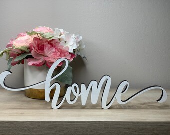 home freestanding wood sign, desk decor, shelf decor, entryway decor, 3d sign, home decoration, tabletop decor, 5 sizes available