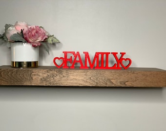 Freestanding Wooden Family Sign with Hearts - USA Made