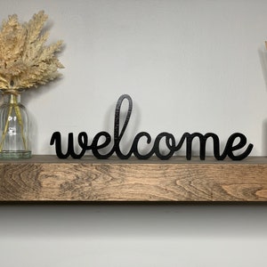 Freestanding Welcome Wood Sign: 3D Shelf Decor