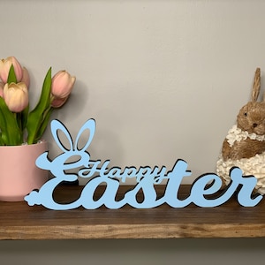 Happy Easter freestanding wood sign Easter decor home decor desk shelf decor, 4 sizes available