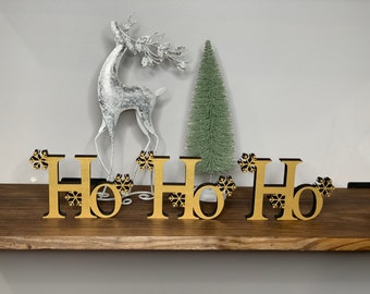Ho Ho Ho Wood Sign, Christmas Mantel Decor, 3D Tabletop Decor