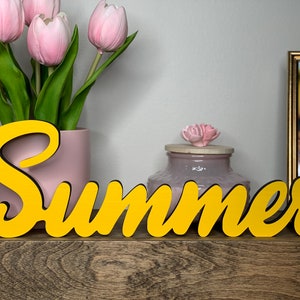 Summer freestanding wood sign, desk decor, shelf decor, 3d sign, home decoration, living room decor, tabletop decor, 5 sizes available