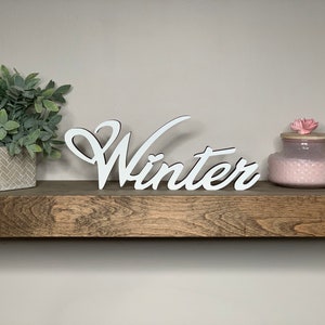 Winter freestanding wood sign, desk shelf decor, 3d sign, home decoration, winter tabletop decor, 5 sizes available