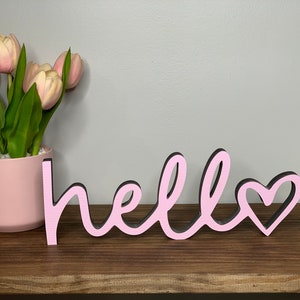 Hello Heart Wood Sign: Freestanding Shelf Decor