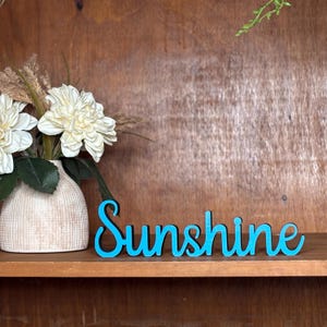 Sunshine freestanding wood sign, desk decor, shelf decor, Summer decor 3d sign, entryway decor tabletop decor, 5 sizes available