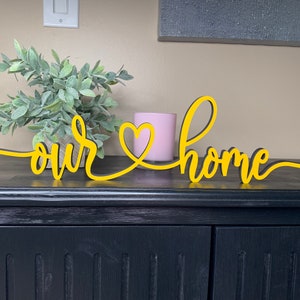 Our Home With a Heart Wooden Sign - Freestanding Shelf Decor