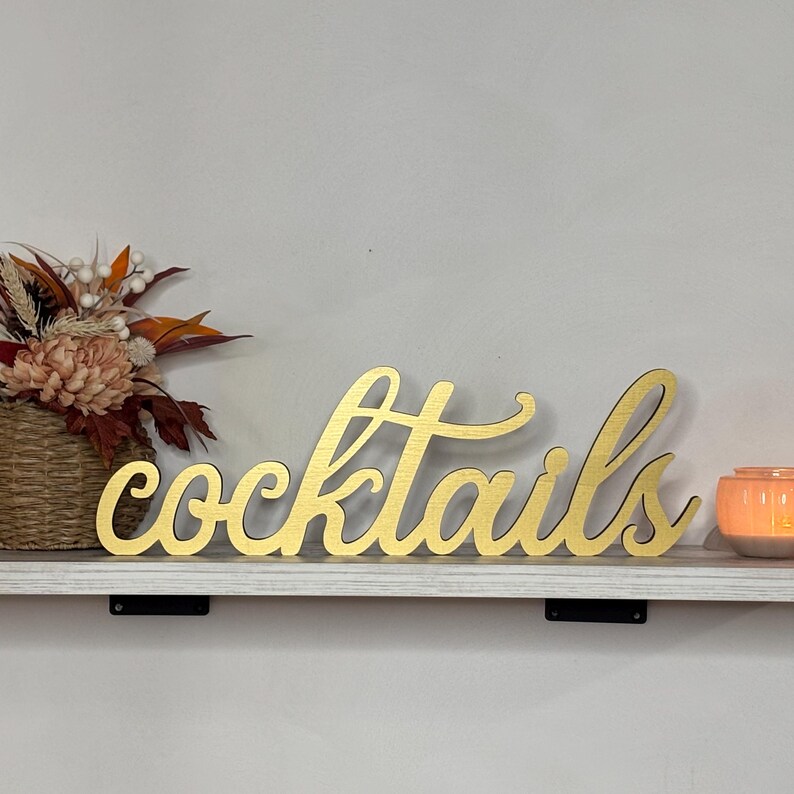 Cocktails Wood Sign: Freestanding Bar Decor - Etsy