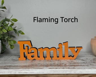 Freestanding Family Wood Sign: 3D Home Decor