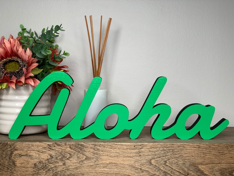 Aloha Wooden Sign: 3D Desk & Shelf Decor - Etsy