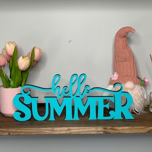 Panneau en bois Hello Summer : décoration de table autoportante