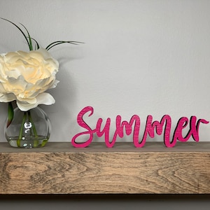 Panneau en bois Summer : décoration de table autoportante