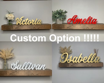 12th option Custom word name freestanding, custom wood words, name sign for desk, personalized names, desk decor, wood words, 5" and 7" tall