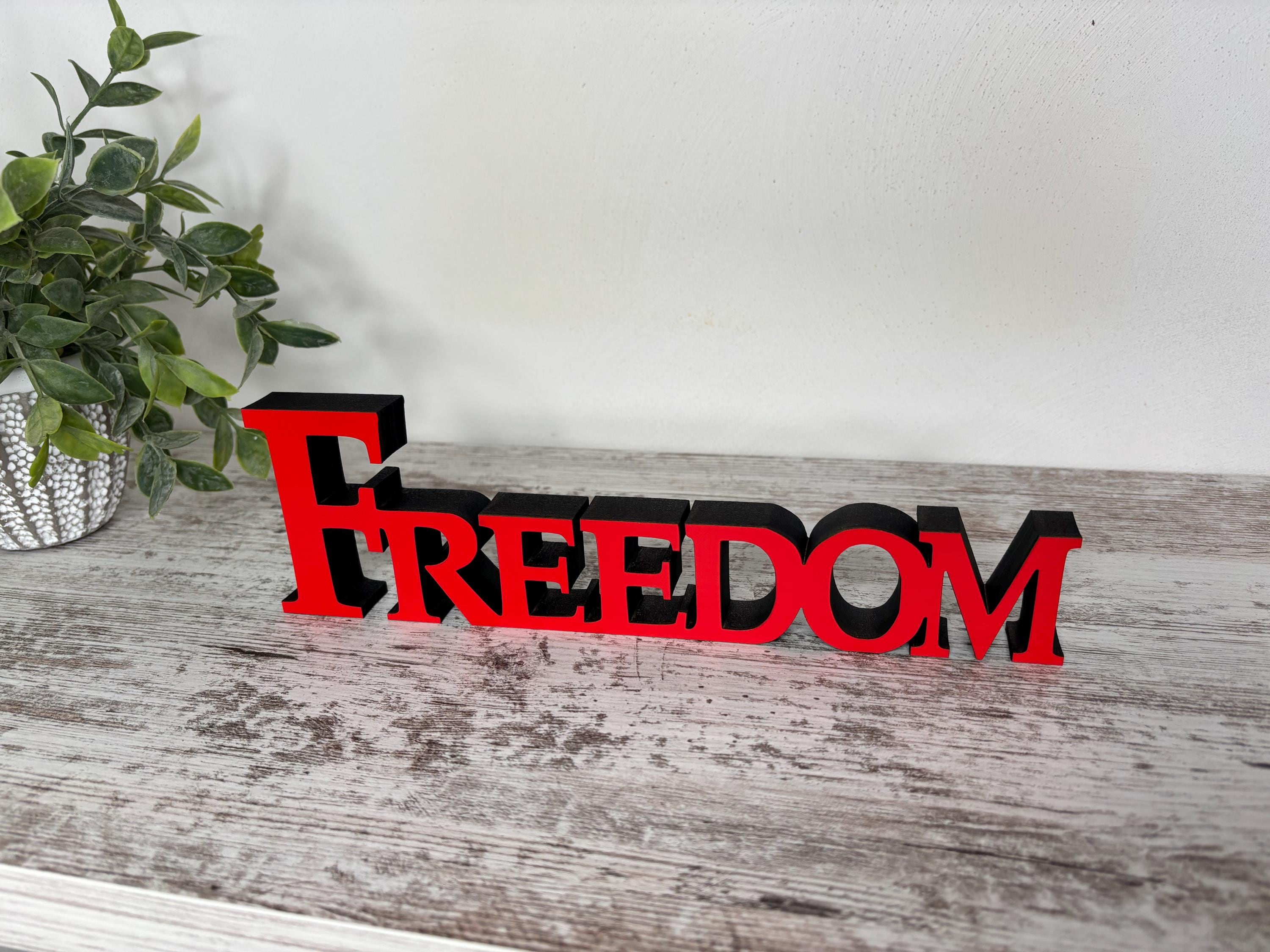 Freedom Freestanding Wood Sign: Shelf Decor, 60 Colors, 5 Sizes ...