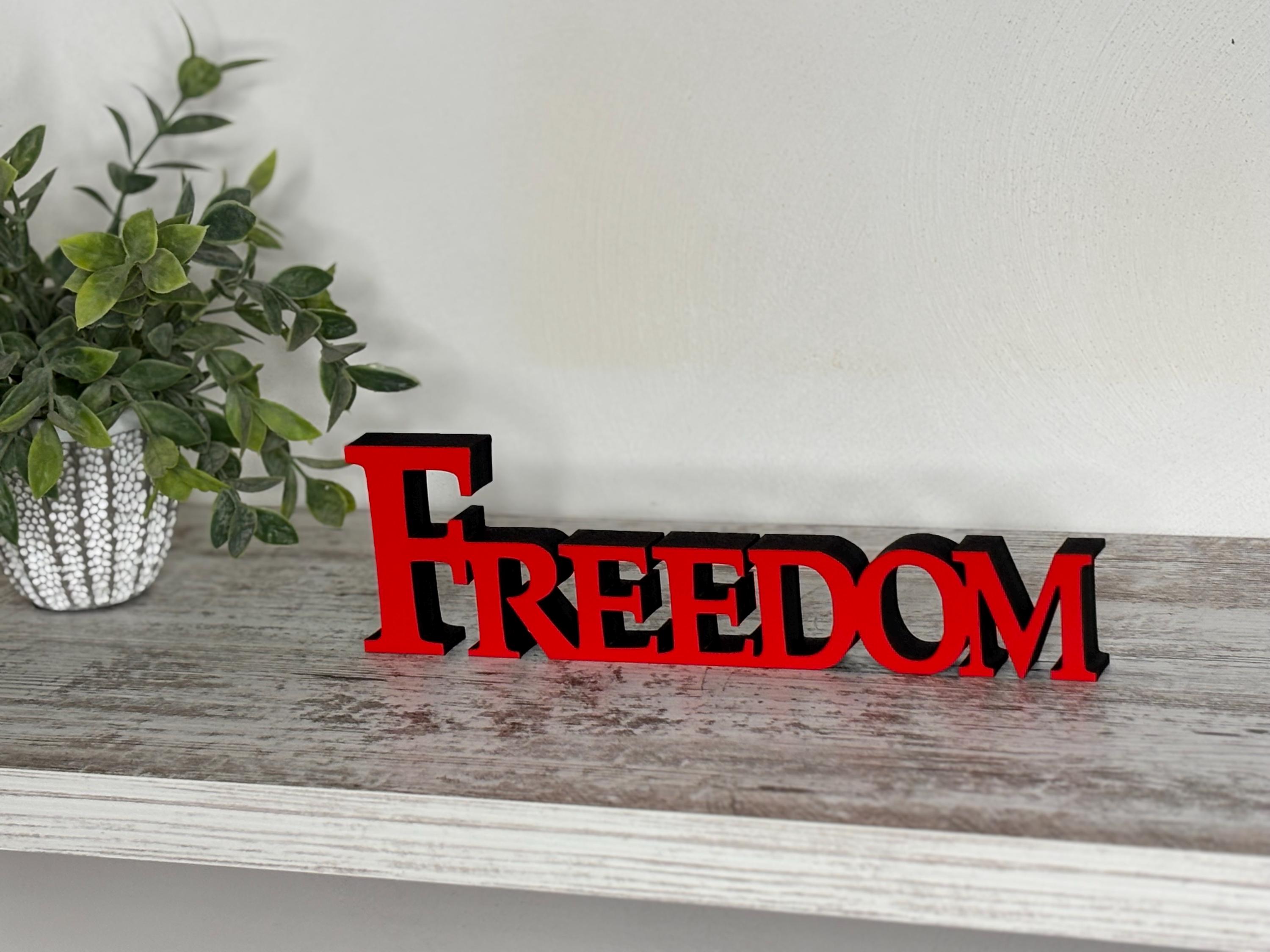 Freedom Freestanding Wood Sign: Shelf Decor, 60 Colors, 5 Sizes ...