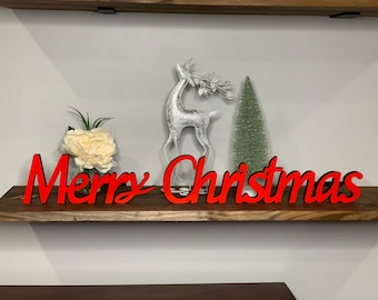 Merry Christmas wood freestanding sign, Christmas decor, 3D signs, desk, table decor, shelf decor, Christmas, 3" 5" and 7" tall available