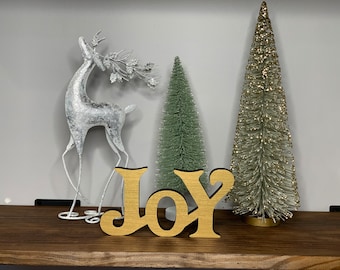 JoY freestanding wood sign desk decor 3d sign shelf decor home decor mantel decor tabletop entryway decor, 5 sizes available