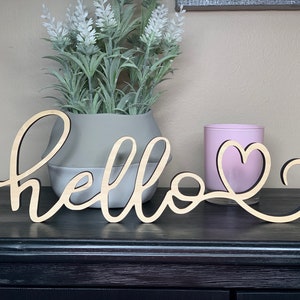 Hello Heart Wood Sign: Freestanding Shelf Decor