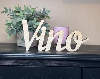 Vino Wood Sign: Freestanding Wine Bar Decor
