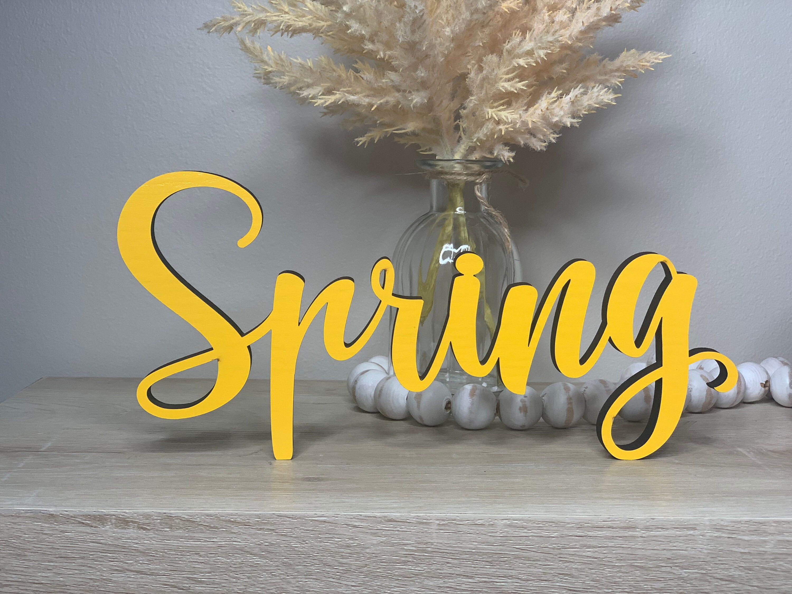 Freestanding Spring Wood Sign: USA Made Tabletop Decor - Etsy