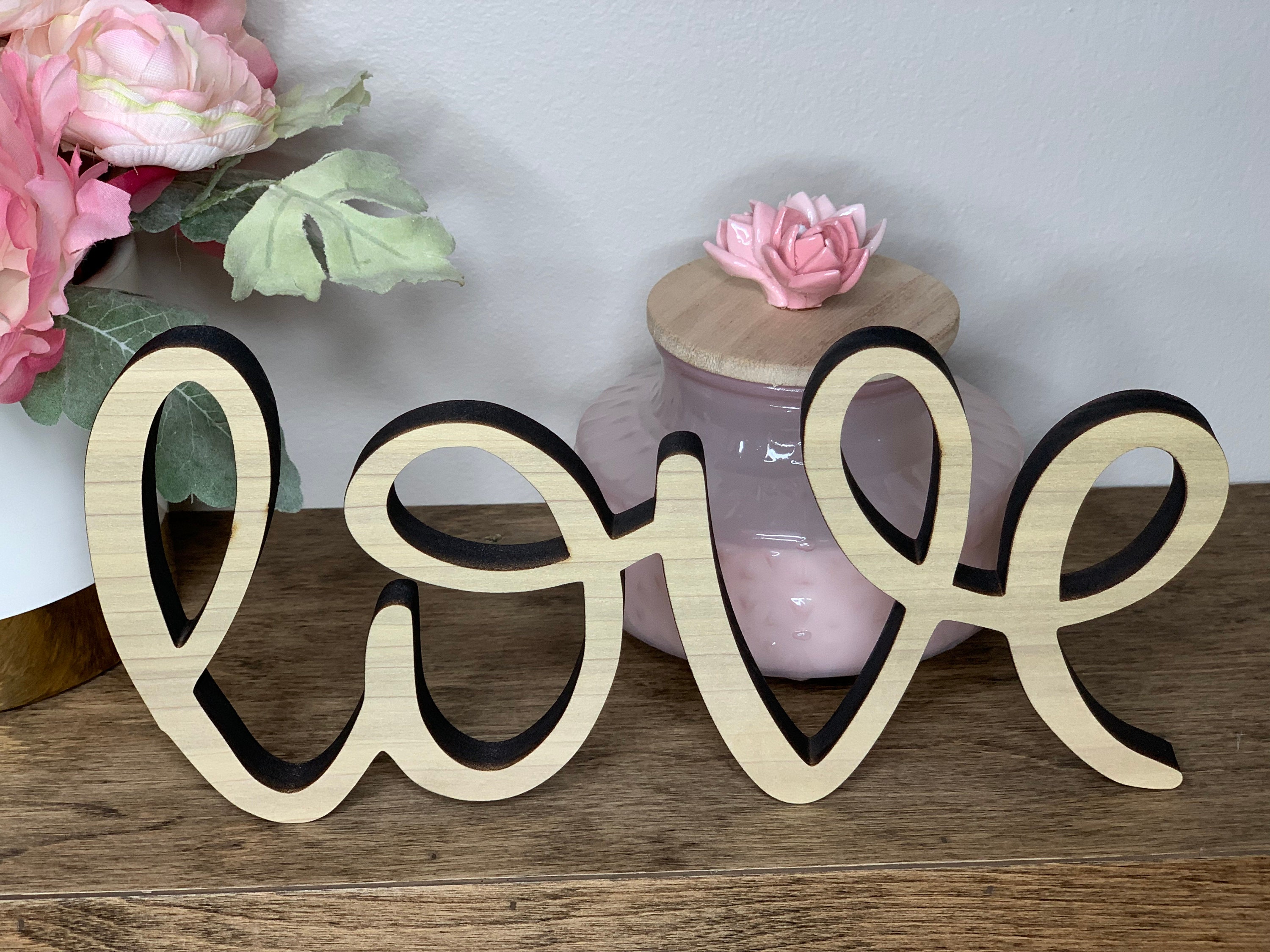 Love Freestanding Wood Sign Shelf Decor Bridal Shower Decor - Etsy