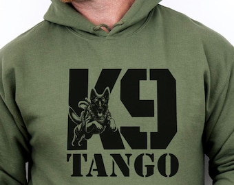 K9 Hoodie Personalized Malinois Dog Training Gift, Custom K9 Handler Police Dog Unit Shirt, Military Dog Shirt, Law Enforcement Gift for men