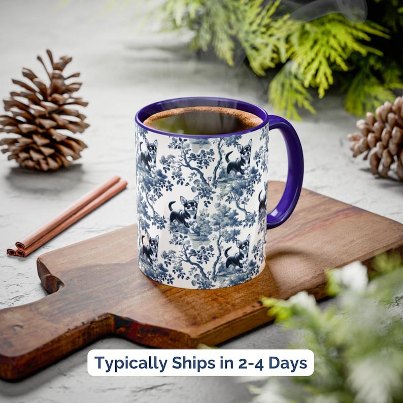 Toile Chihuahua Mug Floral Dog Coffee Cup Chihuahua Mom Gift French Country Dog Lover Tea Cup Chihuahua Drinkware for New Dog Owner Mama image 4