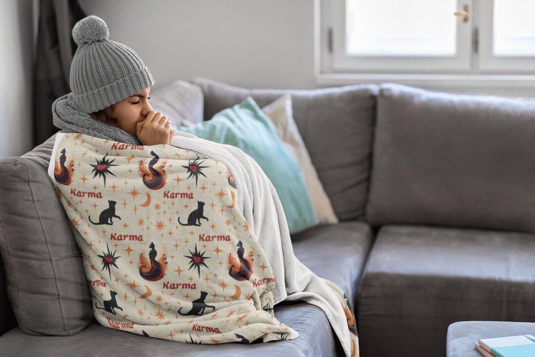 Karma is a Cat Butt Print Blanket, Breakup Care Package Kit, Crazy Cat