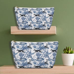 Greyhound Makeup Bag Rescue Dog Mom Adoption gift Toile Cosmetic Bag French Country Accessory Pouch Travel Organizer Housewarming Gift