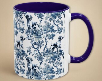 Mug épagneul breton nouveau chien cadeau pour maman toile française bleue et blanche tasse à café en céramique thé art rétro épagneul breton chien pendaison de crémaillère
