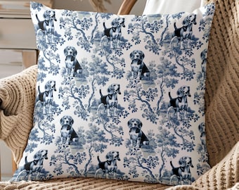 Beagle Pillow Cover Gift from Dog for Mom Toile Decorative Accent Throw Pillow Dog Lover Home Decor or New Puppy Owner Housewarming