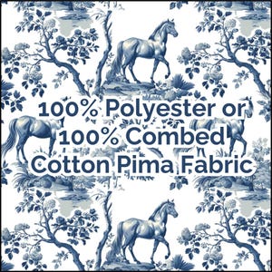 Horse Toile Fabric Polyester Cotton Retro Blue and White Equestrian Pattern Fabric by the Yard Home Decor Material Sewing Craft Supply