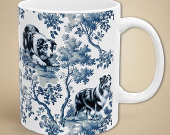Australian Shepherd Mug Toile Aussie Dog Mom Coffee Cup Gift