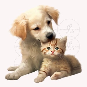 Lindo gato y perro png Clipart para mamás de perros y mamás de gatos, archivo transparente para sublimación, regalo para amantes de perros y gatos, animal adorable png