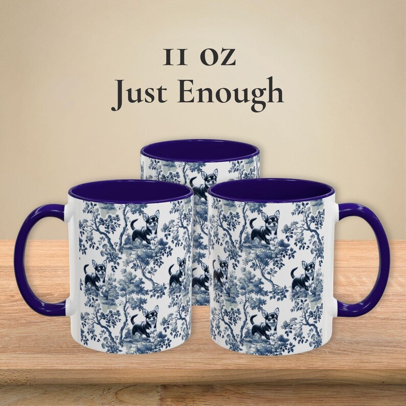 Toile Chihuahua Mug Floral Dog Coffee Cup Chihuahua Mom Gift French Country Dog Lover Tea Cup Chihuahua Drinkware for New Dog Owner Mama 11oz